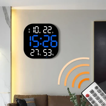 LED Цифровые настенные часы Большой экран Температура Дата Неделя Дисплей Двойные будильники Электронные часы с дистанционным управлением для дома