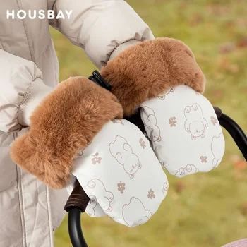  перчатки для коляски 1 пара зимних ветрозащитных теплых милых медведей в коричневом стиле универсальных перчаток для детских колясок водонепроницаемые аксессуары для детских колясок
