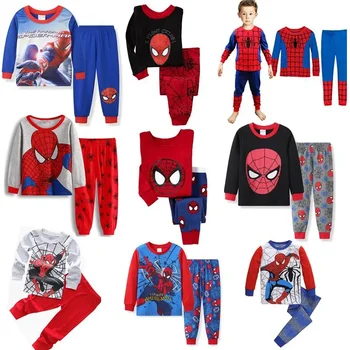 Новый мультфильм Человек-паук детские пижамы с длинным рукавом детский герой Лига домашней одежды для мальчиков нижнее белье из двух частей пижамы