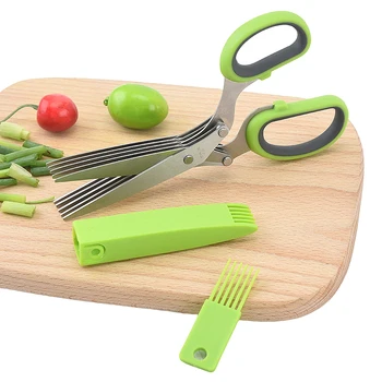 5 слоев кухонные ножницы из нержавеющей стали измельченный зеленый лук измельченные травы розмарин нарезанный резак инструмент для резки зеленого лука овощи