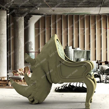 Frp Диван Скульптура простой формы Кожаное художественное кресло Креативный и немного роскошный стул Animal Rhino