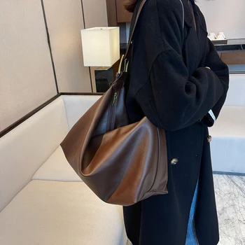Модная однотонная сумка на одно плечо, студенческая сумка через плечо большой емкости, сумка для вечеринок в пригородных магазинах для женщин