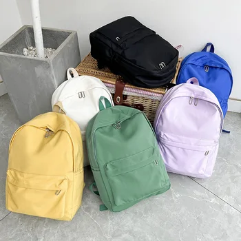  Новый простой однотонный школьный рюкзак большой емкости, подходящий для студентов средней школы колледжа, пары, рюкзака для путешествий на открытом воздухе