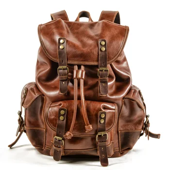  Новый мужской рюкзак из натуральной кожи На открытом воздухе Повседневная школьная сумка Большая вместимость Альпинизм