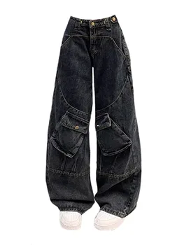 Японский офис моды Леди Расклешенные джинсы Низкая талия Узкий облегающий Удобные расклешенные брюки Мода Панк Джинсовые брюки Ретро