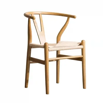 Скандинавский тканый обеденный стул из ротанга из массива дерева Y-образный стул Домашний стул Проживание в семье Стул со спинкой чайной комнаты Современное творческое кресло