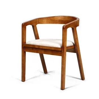 Стул из массива дерева в стиле ретро, кресло босса с подлокотником, компьютерное кресло, столовый стул для домашнего кафе