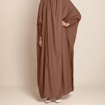 Дамы Мусульманское платье Одежда Досуг Дубай Большие качели Однотонный халат Круглый вырез Свободный темперамент Молитва Вестидо