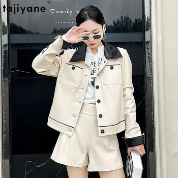 Tajiyane Настоящая дубленка Короткие кожаные куртки для женщин 2023 Весна и осень Куртка из натуральной кожи Женская повседневная верхняя одежда