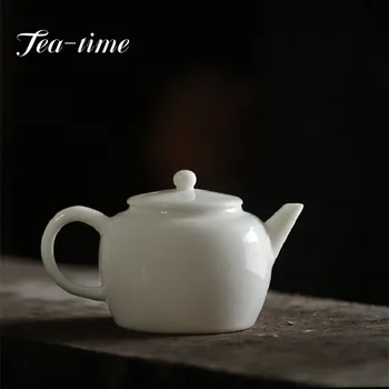  250 мл Белый фарфоровый чайник Dehua Горизонтальный чайник ручной работы с фильтром Керамический чайник Маленький горшок Бытовой набор для чайной посуды кунг-фу
