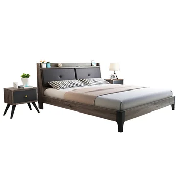 Дешевая деревянная мебель из МДФ с односпальной кроватью в современной спальне комплект мебели для двуспальной кровати