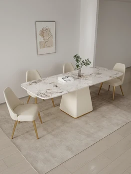 Итальянский стол Pandora белый светлый камень домашний роскошный прямоугольный высокого класса 2022 новый смысл роскоши