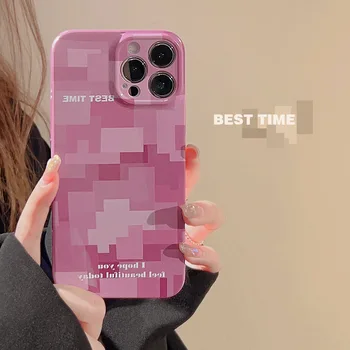 Ins Style Pink Pixel Mosaic Чехол для телефона для iPhone15 14 12 13 11 Pro ProMax Mini Plus XR Xsmax Xs Противоударный чехол