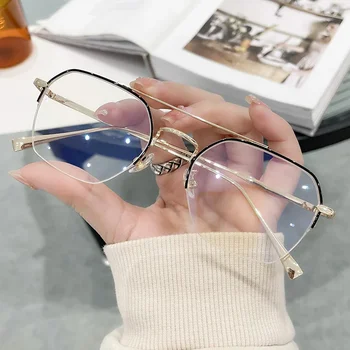 Модные металлические полнокадровые однотонные очки с геометрической отделкой для мужчин и женщин с защитой от синего света