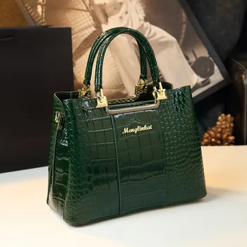  Женская сумка большой емкости Высокое качество Роскошные сумки для женщин Крокодил Лакированная кожа Сумка-мессенджер Бренд Дизайнерская сумка