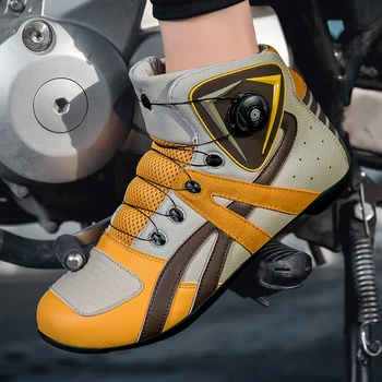 Новая профессия Мужские мотоциклетные ботинки лодыжки мотокросс гоночные ботинки Кожа из микрофибры для бездорожья Моторные лодки Обувь для мотоциклов