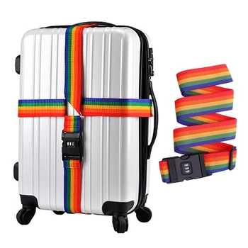  Высококачественный дорожный багажный ремень радужного цвета с кодовым замком Регулируемый чемодан Упаковочный ремень за границей Переплетные ремни