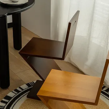 Nordic Luxury Domestic Dining Chair Китайский стул из массива дерева Z-образной формы Современный простой творческий стул со спинкой LE663