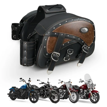 Винтажные мотоциклетные седельные сумки для Harley Davidson Softail Touring Road King Боковая сумка для хранения мотоцикла большой емкости, водонепроницаемая