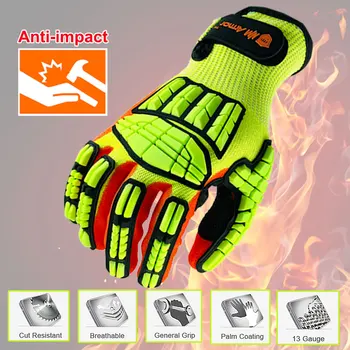 NMSСафетные антивибрационные защитные рабочие перчатки, устойчивые к порезам высокого качества с маслостойкой нитриловой перчаткой для ладони