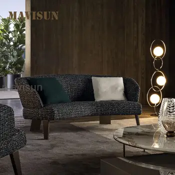  Кресло для гостиной для пары Современный мягкий диван из льняной ткани для большой и маленькой квартиры Двуспальные диванные кресла длиной 1,8 м