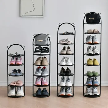 Полки для обуви Простые шкафы для обуви на пороге Шкаф для обуви Экономия места Бытовая многослойная входная стойка для тапочек Узкая стойка для обуви