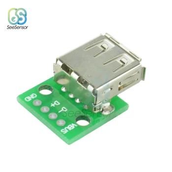 5 шт. Тип А Гнездо USB To DIP 2,54 мм Адаптер для печатной платы Преобразователь Разъем для Arduino
