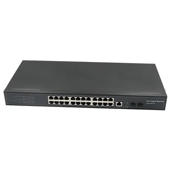 CE ROHS Стоечный 24-портовый гигабитный коммутатор для управления оптоволоконными сетями Сетевой коммутатор Ethernet с 2 портами SFP/RJ45