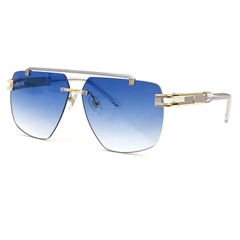 2023 Солнцезащитные очки без оправы Мужчины Бренд Дизайнер Высокое качество Oculos De Sol Feminino Ретро Модные Оттенки Бесплатная Доставка