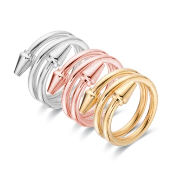 FYSARA Нержавеющая сталь Многослойное кольцо Минималистичные ювелирные изделия пружинного типа Двойные открытые кольца на палец для женщин Подарки для вечеринок