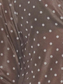 Женская футболка с принтом в горошек Гранж V-образный вырез Галстук с длинным рукавом Спереди Укороченные топы Лето Приталенный крой Рубашка Уличная одежда