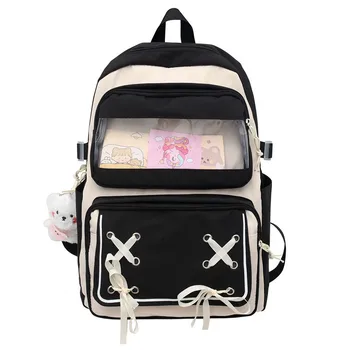 Япония Галстук-бабочка Симпатичный рюкзак Лолита Студенческая школьная сумка Прозрачная Ita Mochila