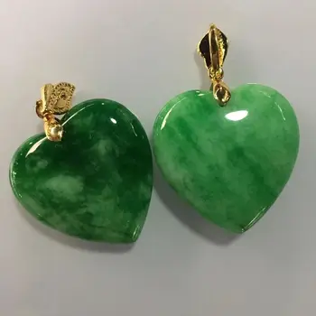 100% натуральный зеленый с 925 стерлинговым серебром сердце жадеит нефритовый камень женщины кулоны ювелирные изделия ожерелье счастливые аксессуары