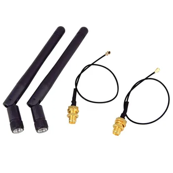2 шт./лот 2,4 ГГц 3DBi WiFi 2.4G антенна антенна RP-SMA Мужской беспроводной маршрутизатор + PCI U.FL IPX to RP SMA Штекерный кабель с косичкой