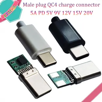 5A PD/QC Штекер Type-C Разъем для зарядки QC4 Плата для быстрой зарядки 5 В 9 В 12 В 15 В 20 В модуль PD 2 3.0 постоянного тока триггерный кабель USB
