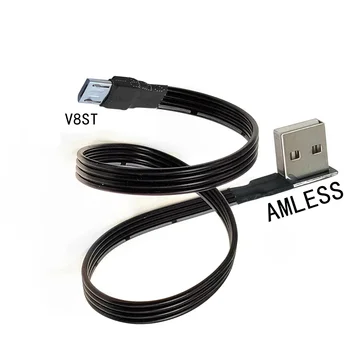 5CM-3M Супер гибкий плоский прямой / вверх / вниз / влево / вправо Угол 90 градусов USB Micro USB Штекер - ультракороткий USB-кабель для передачи данных