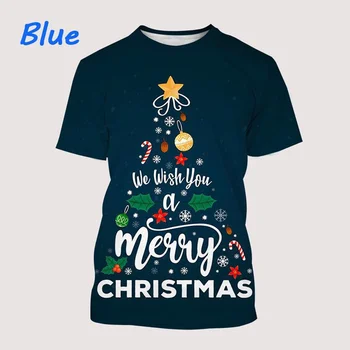 Горячая распродажа Рождественская елка Печатная 3d футболка Мода Рождественский дизайн личности Мужская и женская веселая повседневная футболка