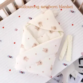 Детская осенне-зимняя сумка была рождена, чтобы держать хлопок четыре сезона утолщенный бобовый флис в родильном зале пеленание одеяло одинарное