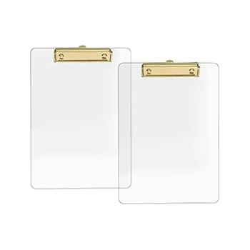 Набор из 2 прозрачных акриловых буферов обмена с золотым зажимом, размером 8,8X12,2 A4 letter, школьные и домашние принадлежности, канцелярские принадлежности