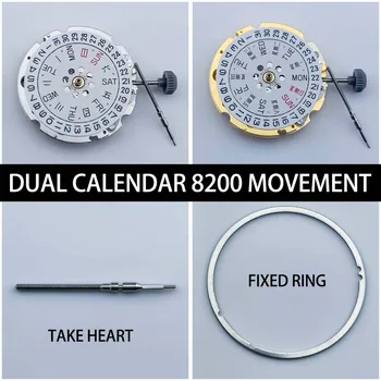 Аксессуары для часов, оригинальный, новый, оригинальный оригинальный механизм 8200 с двойным календарем, автоматический механический механизм 8200