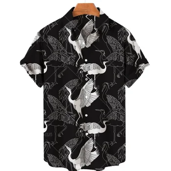Мужские костюмы птиц Отпуск Винтаж Гавайская рубашка для мужчин 3D Цветочная повседневная блузка Шаблон Высокое качество Роскошная одежда Dazn