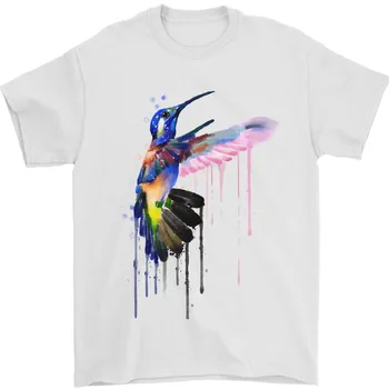 A A Колибри Акварель Uccello Мужская футболка из 100% хлопка