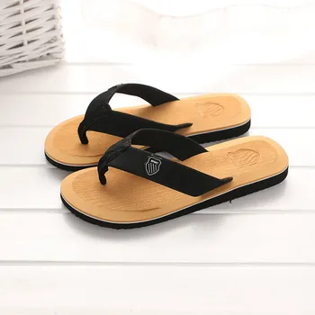 Летние мужские шлепанцы Простые домашние крытые пляжные сандалии Высококачественные противоскользящие тапочки Мужские наружные горки Повседневная обувь на плоской подошве