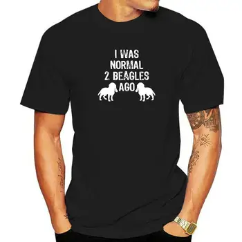 Я был нормальным 2 бигля назад смешная собака футболка футболка доминирующая смешная хлопковая мужская футболка смешная рождественская футболка