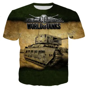 лето Новая модная футболка Tank World Pattern Мужская футболка Universe Cool Games 3D-печать Мужская повседневная крутая футболка оверсайз