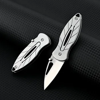  Складной нож из нержавеющей стали в форме листа Открытый EDC Инструменты Портативный брелок Распаковка Резак для мужчин Женщин Шикарный подарок Pockt Knife