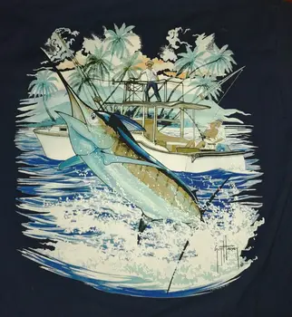 футболка средняя Гай Харви рыба-меч рыба рыба рыба океан 20 дюймов от ямы до ямы
