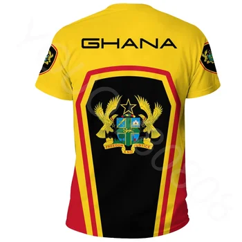 2024 Летняя новая горячая мужская футболка с круглым вырезом 3d печатная мужская футболка Футболка с африканским региональным рисунком Повседневная рубашка с флагом Ганы 6xl
