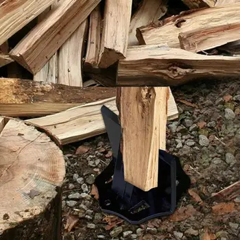  Стальной ручной дровокол Дровосек из углеродистой стали Портативные инструменты для колки древесины Прочный топор для печи Камин Костровые ямы