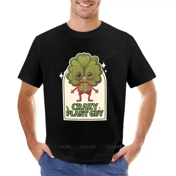 Сумасшедший растительный парень кавайная футболка хиппи, одежда хиппи, забавная футболка, индивидуальная футболка для мужчин, мужская футболка, хлопковая футболка с круглым вырезом
